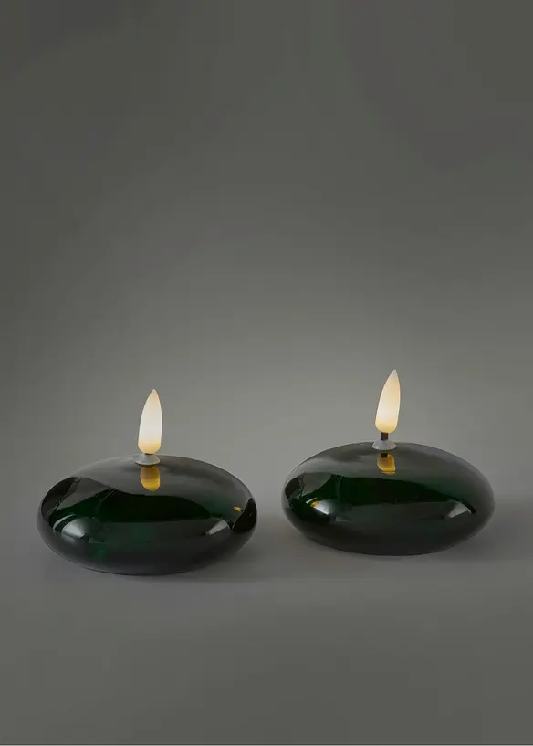 LED-Kerze in Öllampen Form (2er Pack) in grün - bonprix