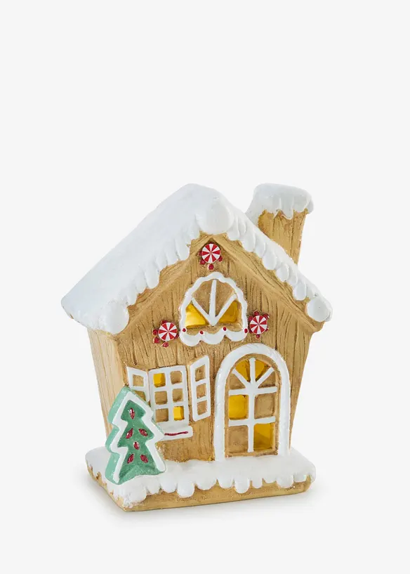 LED-Deko-Objekt im Lebkuchenhaus Design in braun von vorne - bonprix