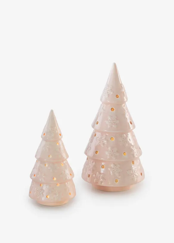 Deko-Objekte Schneeflocken Baum (2-tlg. Set) in rosa von vorne - bonprix