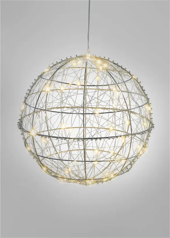 LED-Deko-Objekt Drahtball in silber von vorne - bonprix