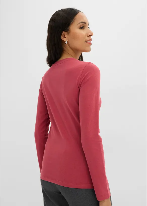 Slim-Fit Shirt mit reiner Bio-Baumwolle (2er Pack) in rot von hinten (im Anschnitt) - bonprix