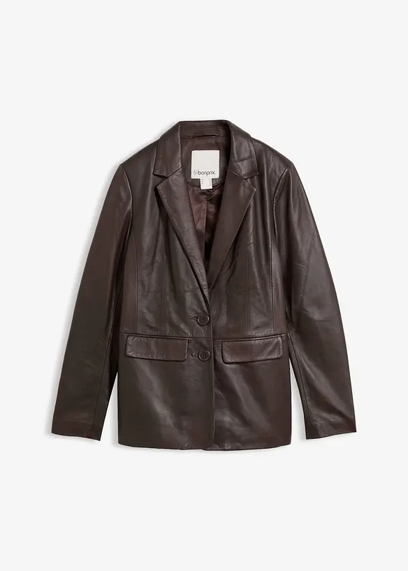 Blazer aus Lammnappa in braun von vorne - bonprix