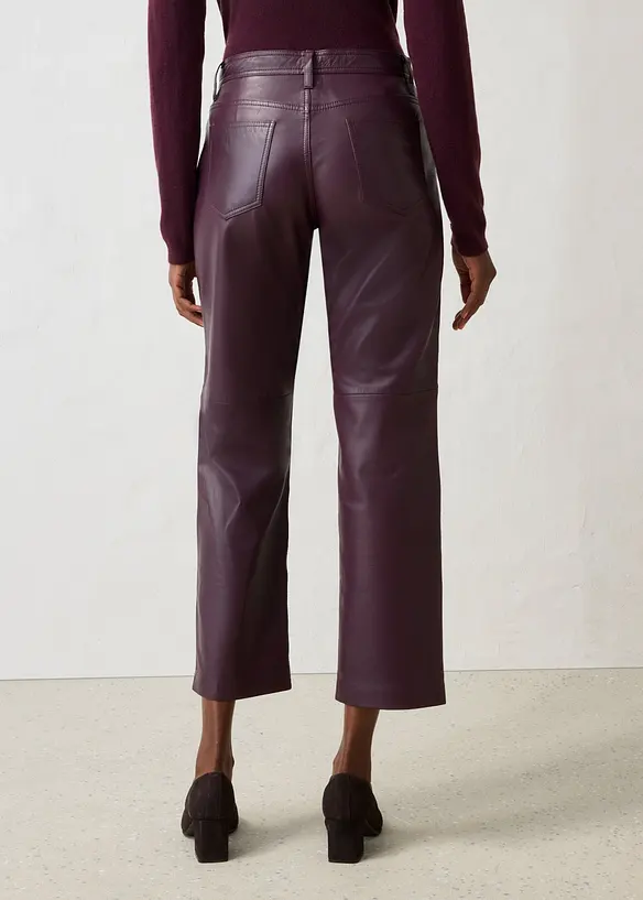 Lammnappa-Lederhose in rot von hinten - bonprix
