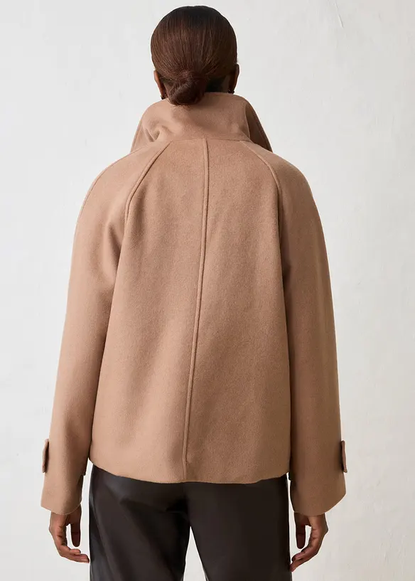 Jacke mit weichem Wollanteil in braun von hinten (im Anschnitt) - bonprix