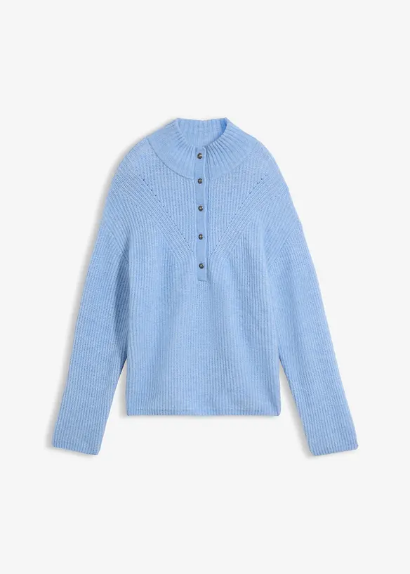 Oversize-Pullover aus weichem Alpaka Woll-Mix in blau von vorne - bonprix