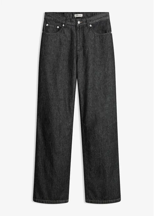 Straight-Jeans Mid Waist in schwarz von vorne - bonprix