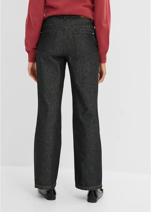 Straight-Jeans Mid Waist in schwarz von hinten - bonprix