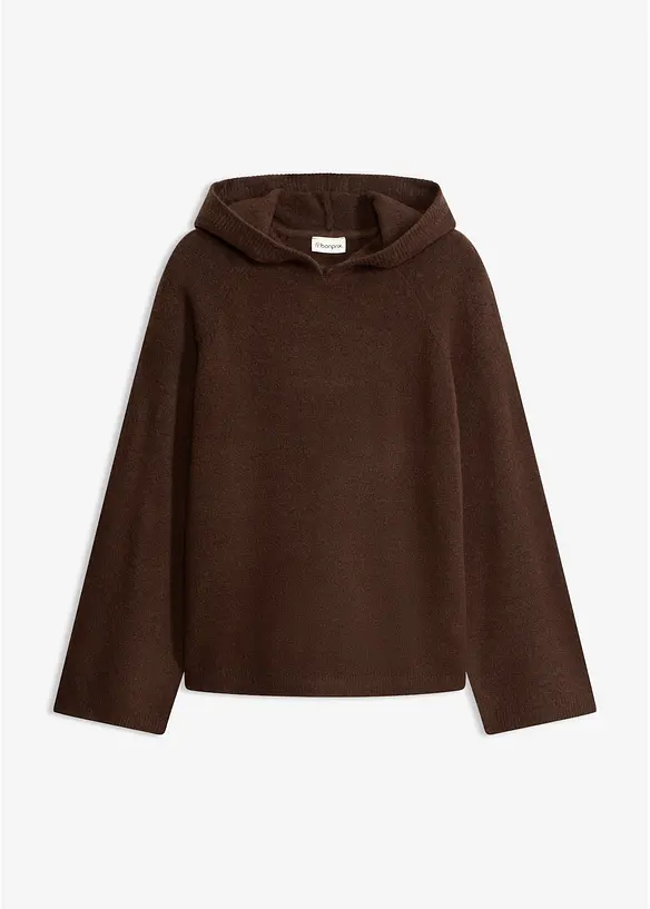 Strick-Hoodie in braun von vorne - bonprix