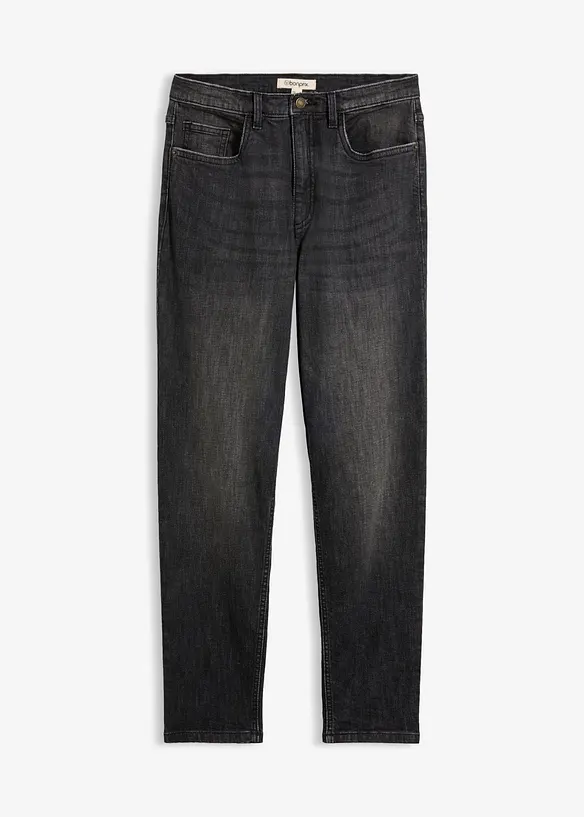 Mom-Jeans High Waist, cropped in schwarz von vorne - bonprix Mom-Jeans High Waist, cropped in schwarz von vorne - bonprix