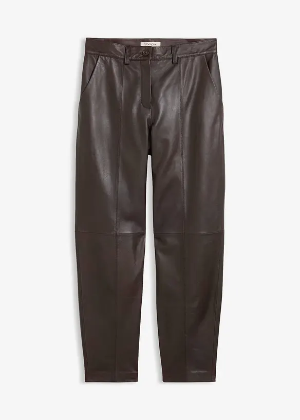 Lederhose aus Lammnappa in braun von vorne - bonprix