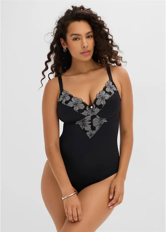 Strong Shape Body ohne Bügel mit Stickerei in schwarz von vorne (Totalaufnahme) - bonprix