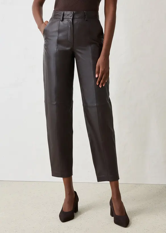 Lederhose aus Lammnappa in braun von vorne - bonprix