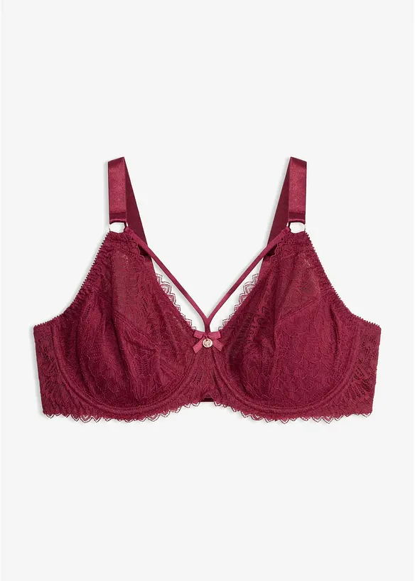Minimizer-BH mit dekorativen Straps in rot von vorne - bonprix