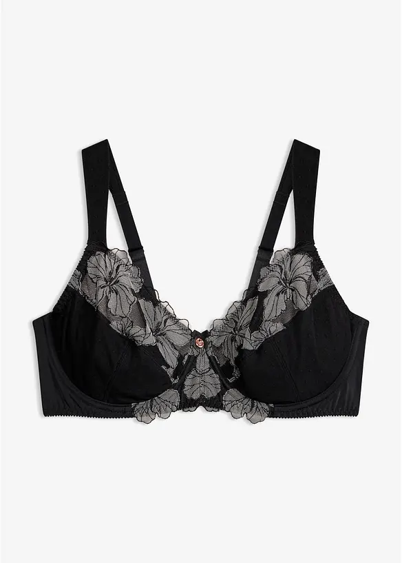 Minimizer-BH mit gepolsterten Trägern in schwarz von vorne - bonprix Minimizer-BH mit gepolsterten Trägern in schwarz von vorne - bonprix