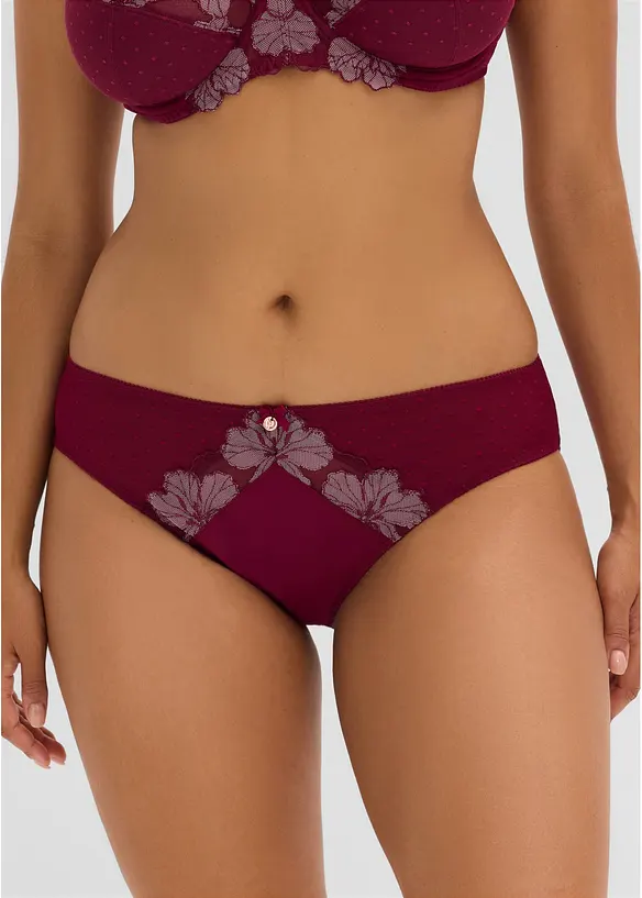Slip mit edler Stickerei in rot von vorne - bonprix