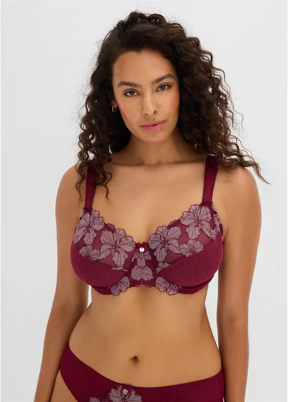 Minimizer-BH mit gepolsterten Trägern in lila von vorne (im Anschnitt) - bonprix