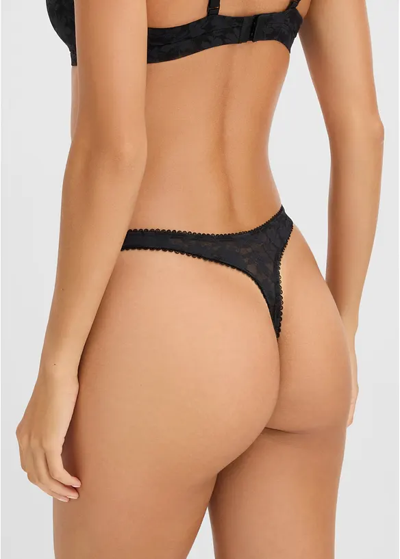 Ministring mit weichem Material in schwarz von hinten - bonprix