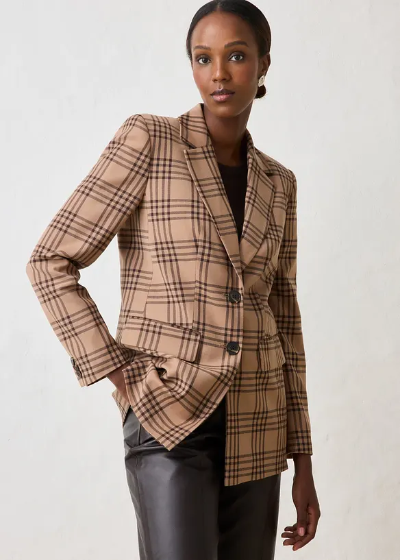 Blazer aus weichem Woll-Mix in braun von vorne (im Anschnitt) - bonprix