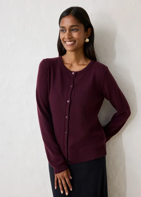 Strickjacke aus weichem Kaschmir-Mix mit Good Cashmere Standard® in rot von vorne (im Anschnitt) - bonprix