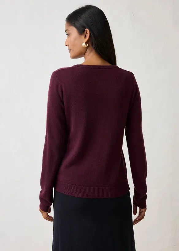 Strickjacke aus weichem Kaschmir-Mix mit Good Cashmere Standard® in rot von hinten (im Anschnitt) - bonprix