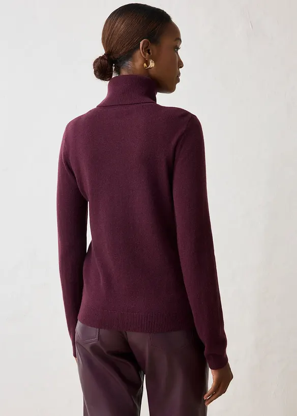 Rollkragenpullover aus weichem Kaschmir-Mix mit Good Cashmere Standard® in rot von hinten (im Anschnitt) - bonprix