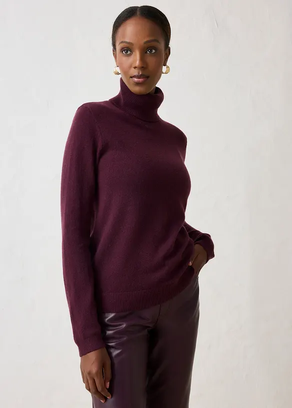 Rollkragenpullover aus weichem Kaschmir-Mix mit Good Cashmere Standard® in rot von vorne (im Anschnitt) - bonprix