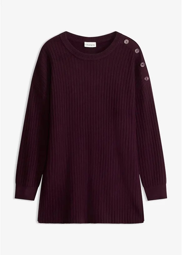Viskose-Mix Pullover mit Deko Knopfleiste in rot von vorne - bonprix Viskose-Mix Pullover mit Deko Knopfleiste in rot von vorne - bonprix