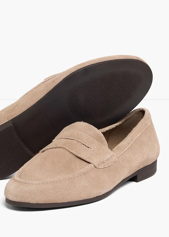 Loafer aus Veloursleder in braun - bonprix