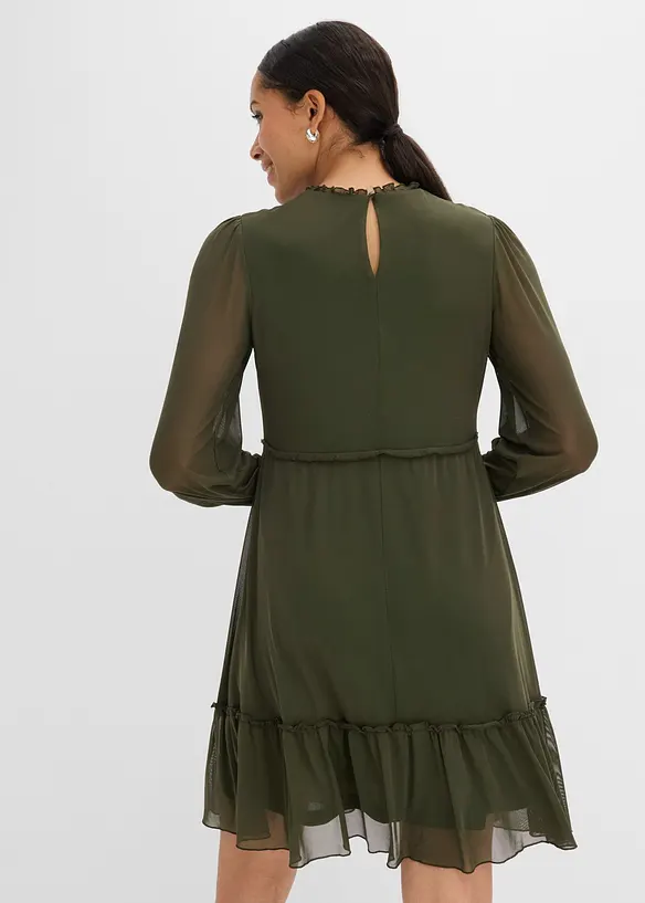 Jerseykleid aus feinem Mesh in grün von hinten (Totalaufnahme) - bonprix Jerseykleid aus feinem Mesh in grün von hinten (Totalaufnahme) - bonprix