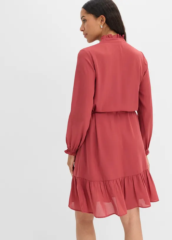 Ausgestelltes Volantkleid in rot von hinten (Totalaufnahme) - bonprix