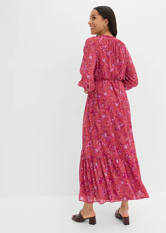 Chiffonkleid mit Bindedetail in rot von hinten (Totalaufnahme) - bonprix Chiffonkleid mit Bindedetail in rot von hinten (Totalaufnahme) - bonprix