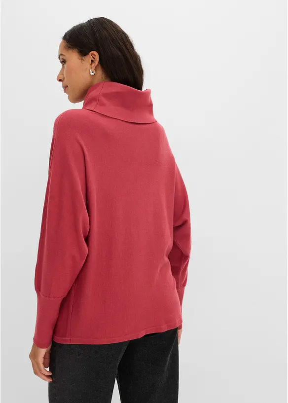 Rollkragenpullover aus Viskose-Mix in rot von hinten (im Anschnitt) - bonprix Rollkragenpullover aus Viskose-Mix in rot von hinten (im Anschnitt) - bonprix