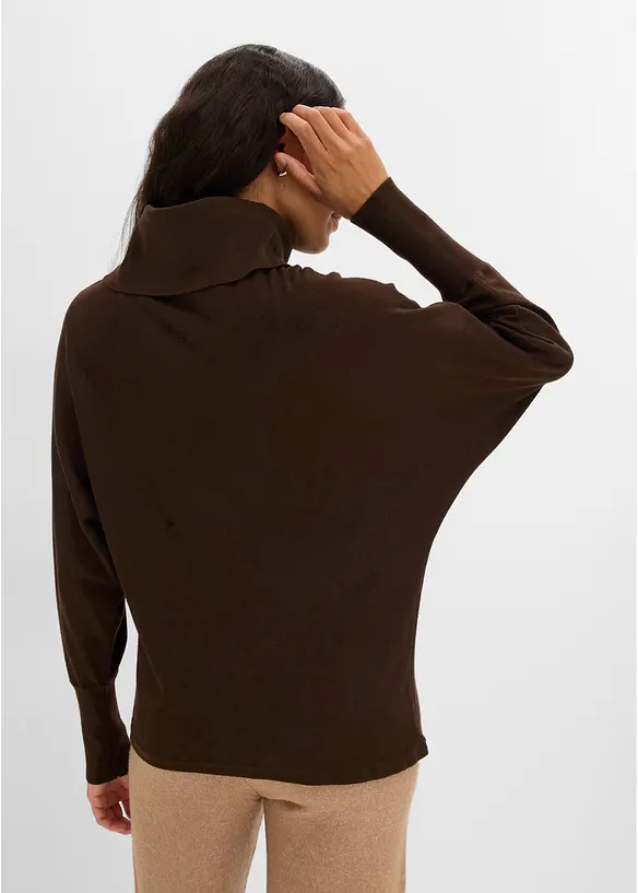 Rollkragenpullover aus Viskose-Mix in braun von hinten (im Anschnitt) - bonprix Rollkragenpullover aus Viskose-Mix in braun von hinten (im Anschnitt) - bonprix