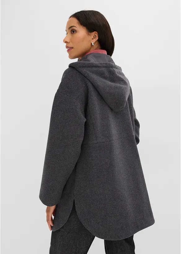 Übergangsjacke, Wollimitat in grau von hinten (im Anschnitt) - bonprix