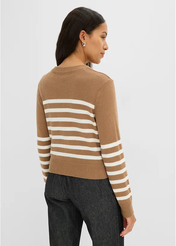 Verkürzte Strickjacke aus Baumwoll-Mix in braun von hinten (im Anschnitt) - bonprix Verkürzte Strickjacke aus Baumwoll-Mix in braun von hinten (im Anschnitt) - bonprix