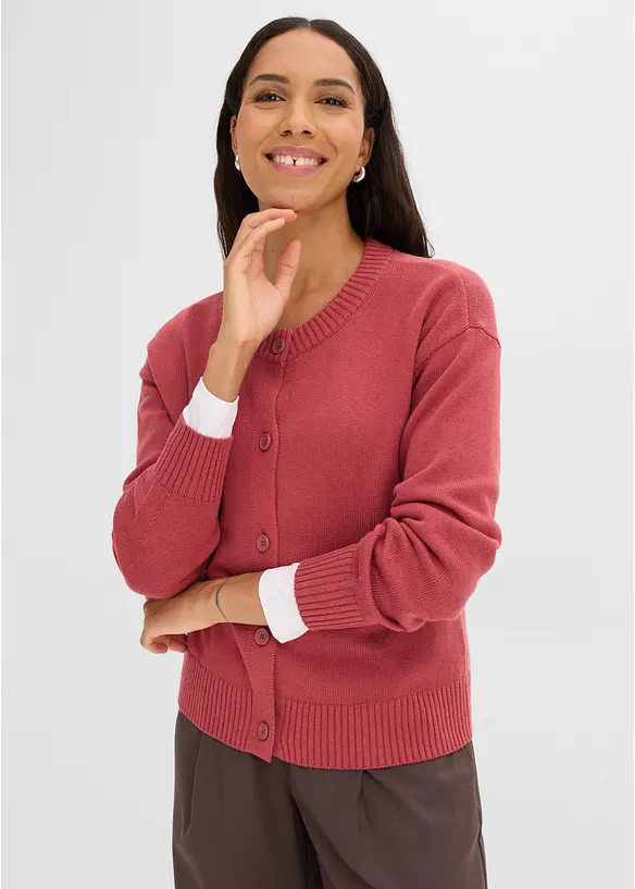 Verkürzte Strickjacke aus Baumwoll-Mix in rot von vorne (im Anschnitt) - bonprix Verkürzte Strickjacke aus Baumwoll-Mix in rot von vorne (im Anschnitt) - bonprix
