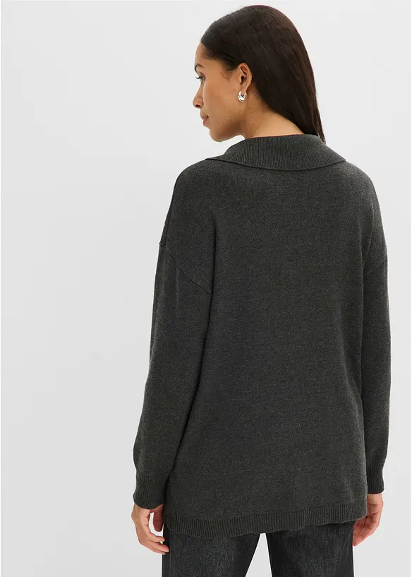 Zopfstrick-Pullover aus Viskose-Mix in grau von hinten (im Anschnitt) - bonprix