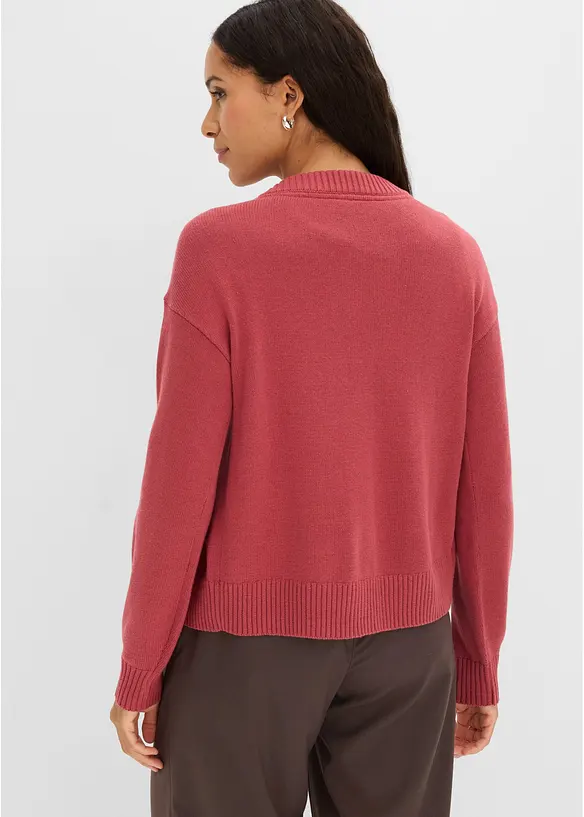 Verkürzte Strickjacke aus Baumwoll-Mix in rot von hinten (im Anschnitt) - bonprix Verkürzte Strickjacke aus Baumwoll-Mix in rot von hinten (im Anschnitt) - bonprix