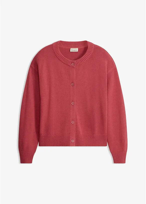 Verkürzte Strickjacke aus Baumwoll-Mix in rot von vorne - bonprix Verkürzte Strickjacke aus Baumwoll-Mix in rot von vorne - bonprix