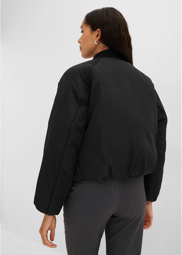Pilotenjacke mit Gummizugbund in schwarz von hinten (im Anschnitt) - bonprix