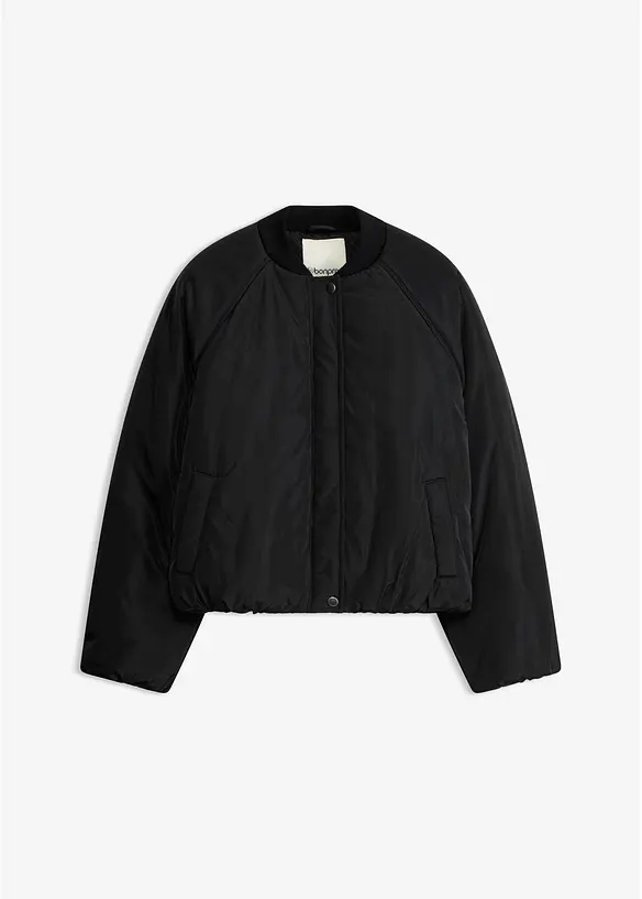 Pilotenjacke mit Gummizugbund in schwarz von vorne - bonprix