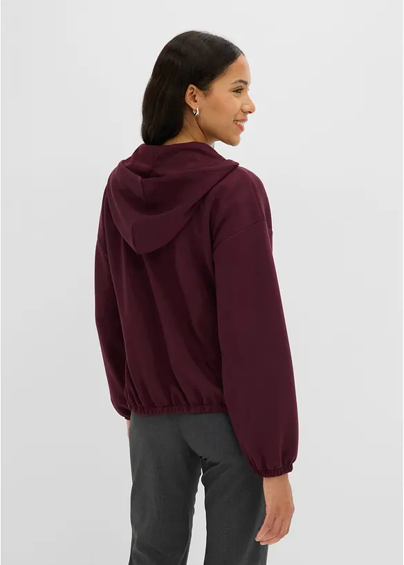 Kapuzen-Sweatjacke mit Ballonsaum in rot von hinten (im Anschnitt) - bonprix Kapuzen-Sweatjacke mit Ballonsaum in rot von hinten (im Anschnitt) - bonprix