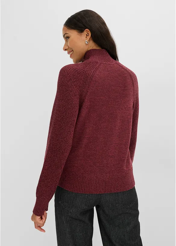 Grobstrick-Pullover mit Stehkragen in rot von hinten (im Anschnitt) - bonprix Grobstrick-Pullover mit Stehkragen in rot von hinten (im Anschnitt) - bonprix