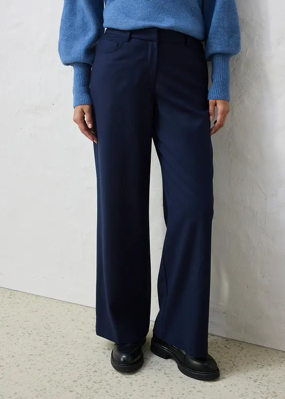 Weite 5-Pocket Hose mit Wolle in blau von vorne - bonprix