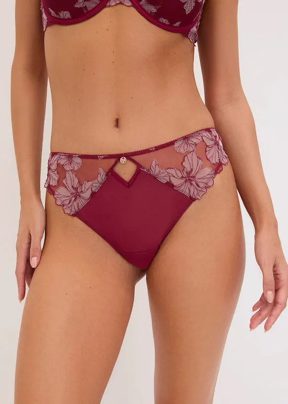 String mit edler Stickerei in rot von vorne - bonprix