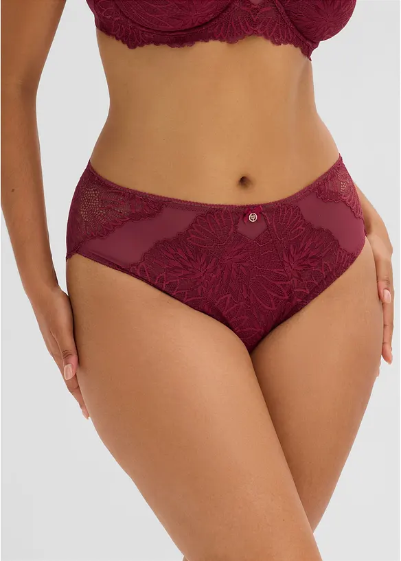Maxislip mit zarter Spitze in rot von vorne - bonprix