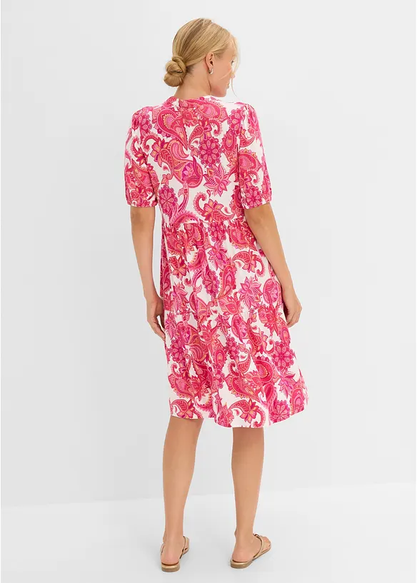 Tunika-Kleid aus softem Viskose-Mix in pink von hinten (Totalaufnahme) - bonprix