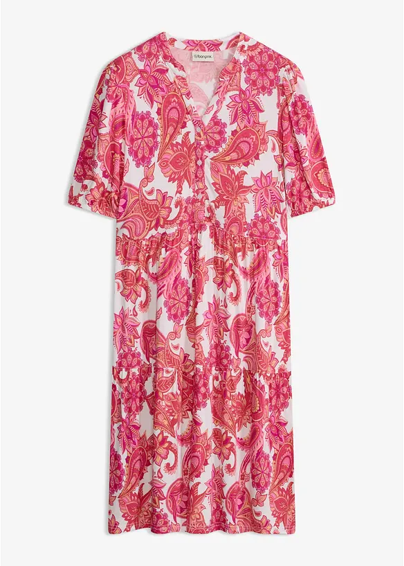 Tunika-Kleid aus softem Viskose-Mix in pink von vorne - bonprix