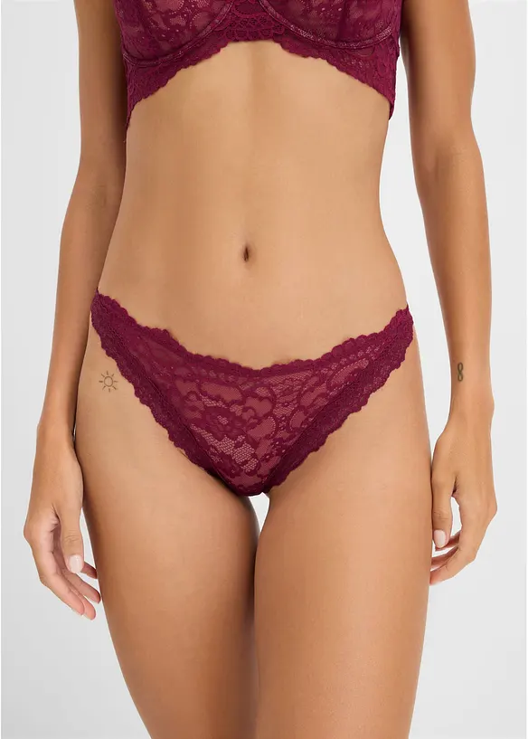 Minislip aus feiner Spitze in rot von vorne - bonprix