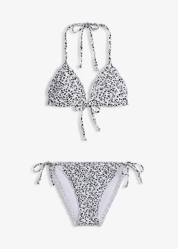 Triangel-Bikini mit Rüschen (2-tlg.Set) in weiß von vorne - bonprix